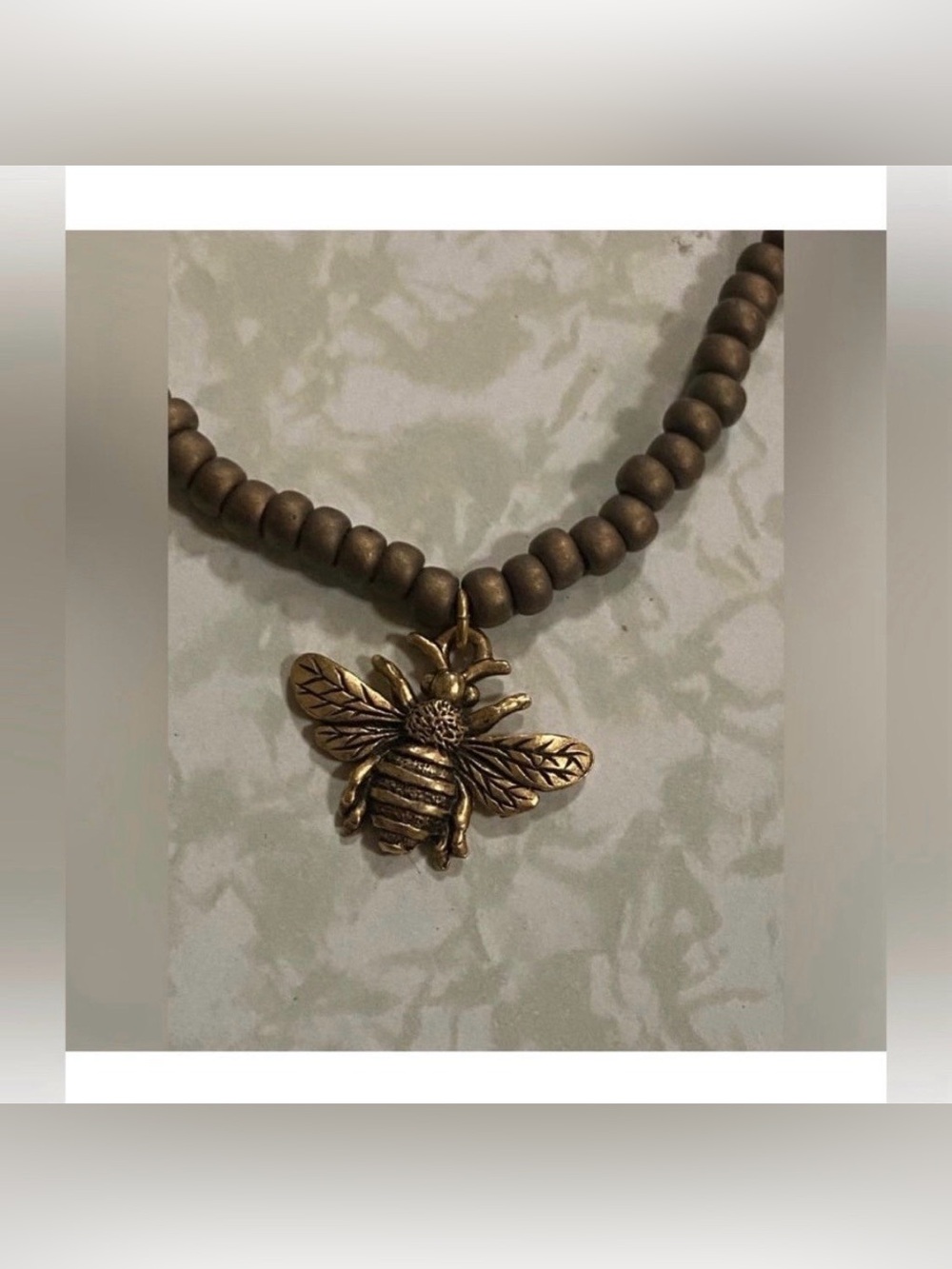 Gold Tone Bee Charm Necklace #9349 - Picture 3 of 10